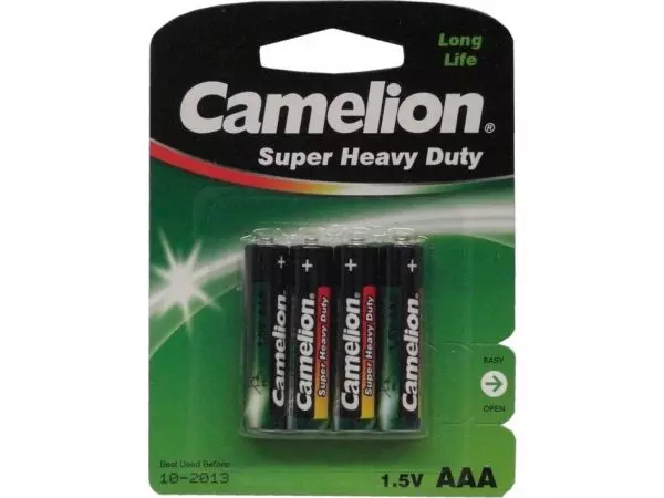 Batterie Camelion Green Micro R03, 4 Stück, Zink-Chlorid, 1,5V 550 mAh, AAA