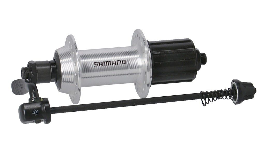 Shimano Hinterradnabe FH-TX500 für Felgenbremse, 36 Loch, silber, Schnellspanner, 135 mm