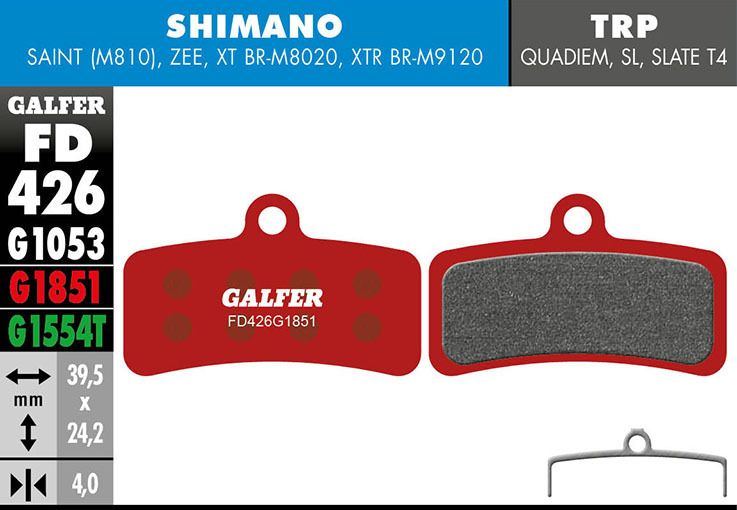 Galfer Bremsbelag Advanced, SHIMANO  4-Kolben: Saint, Zee, XTR, XT, SLX, Deore