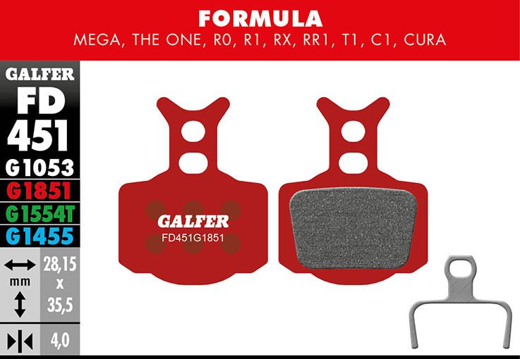 Galfer Bremsbelag Advanced, FORMULA – Mega, The One, R0. R1, RX, RR1, T1, C1