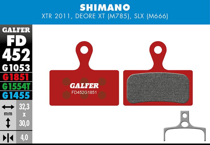 Galfer Bremsbelag Advanced, SHIMANO – XTR 2011 BR-M985, Deore XT BR-M785, SLX M6