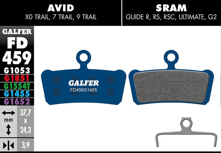 Galfer Bremsbelag Road SRAM/ AVID X0 Trail, 7 Trail, 9 Trail, Guide R, RS, RSC