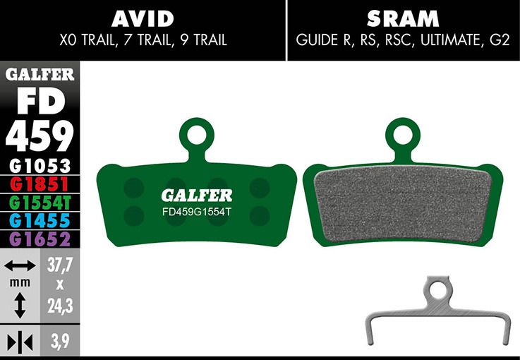 Galfer Bremsbelag Pro, SRAM/ AVID – X0 Trail, 7 Trail, 9 Trail, Guide R, RS, RSC