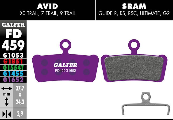 Galfer E-Bike Bremsbelag SRAM/ AVID X0 Trail, 7 Trail, 9 Trail, Guide R, RS, RSC