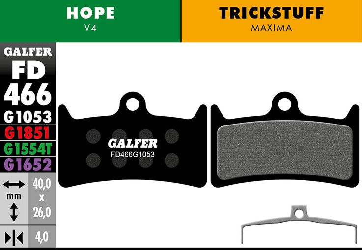 Galfer Bremsbelag Standard, HOPE/TRICKSTUFF - V4, Maxima