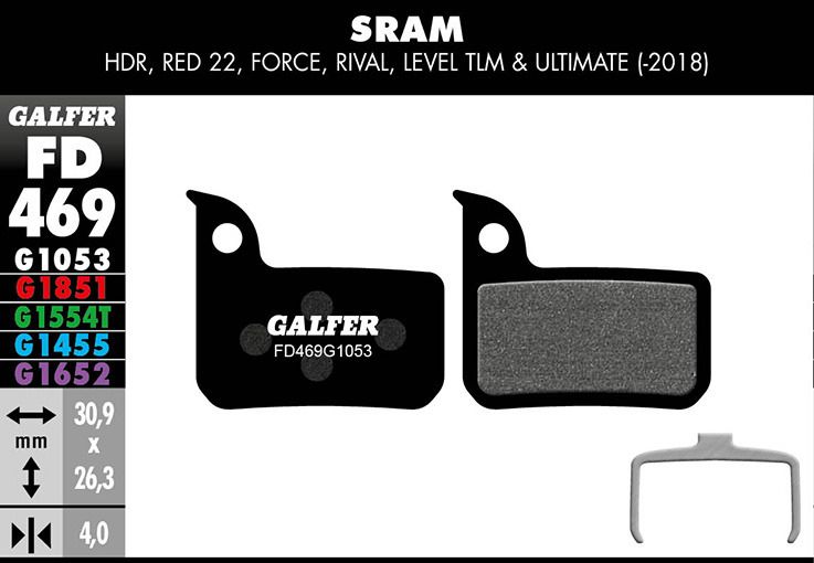 Galfer Bremsbelag Standard, SRAM - HRD, Red 22, Force, Rival, Level TLM & Ultima