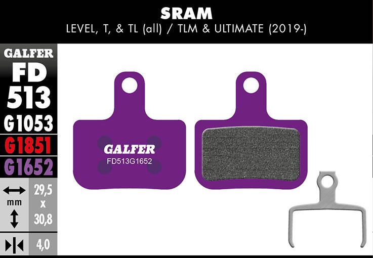 Galfer E-Bike Bremsbelag SRAM Level, T, TL (alle), TLM & Ultimate (2019-), Force