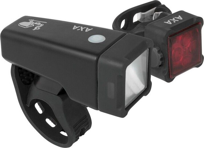 LED-Akku Scheinwerfer Set AXA Niteline T4-R, USB inkl. Rücklicht Niteline, schwarz