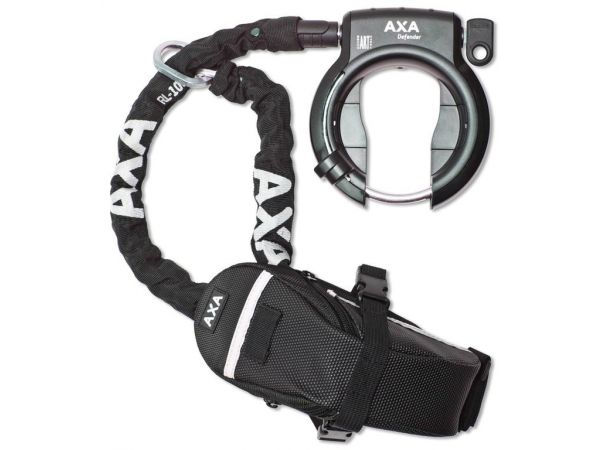 Rahmenschloss Set Axa Defender/ RLC 100 Einsteckkette+ Outdoor Tasche, auf Karte