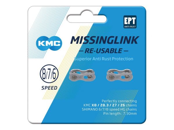 Missinglink KMC 7/8R EPT Silber 2 Stück, für Ketten 7,3mm, C78EPTR73    