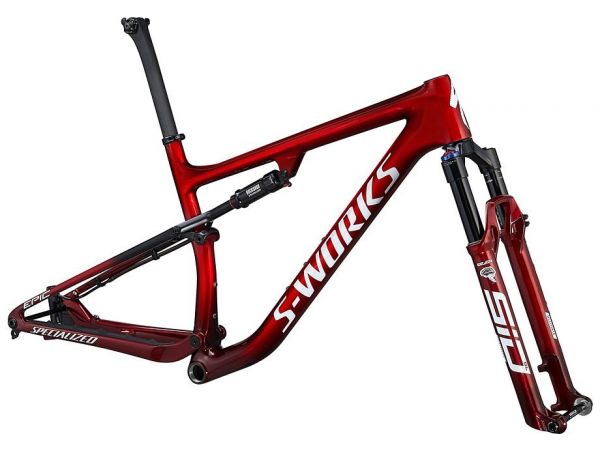 Specialized Rahmenset Epic S-Works Gloss Red Tint Fade over brushed Silver / Tarmac Black / White w/Gold