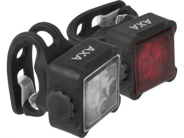 LED-Akku Scheinwerfer Set AXA Niteline 44-R, USB inkl. Rücklicht Niteline, schwarz