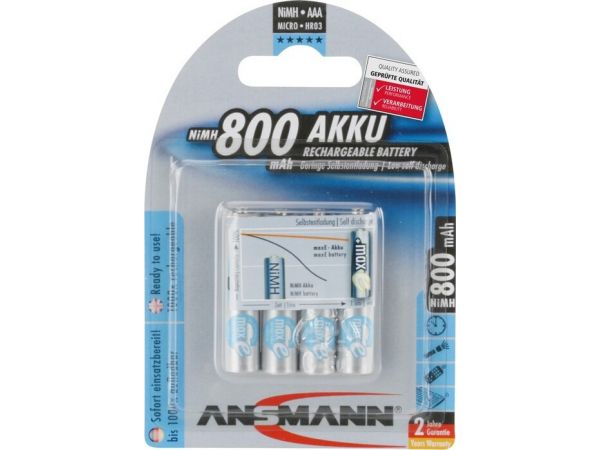 Akku Ansmann Micro 800mAh, NiMH, 1,2V, AAA, 4er-Set