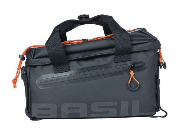 Basil Gepäckträgertasche Miles Tarpaulin schwarz/orange, 32x20x20,5cm, 7ltr