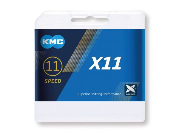 Schaltungskette KMC X11 silber/schwarz 1/2" x 11/128", 118 Glieder,5,65mm,11-f.