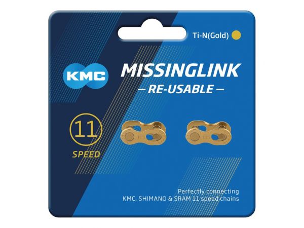 Missinglink KMC 11R Ti-N Gold 2 Stück f. Ketten 5,65mm,11-f.,re-usable