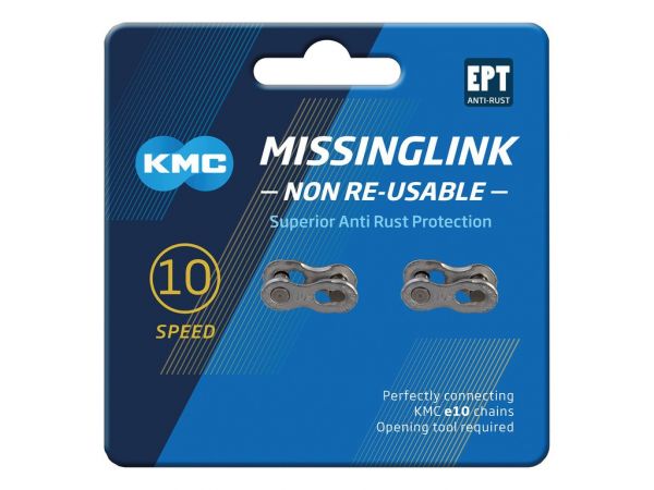 Missinglink KMC 1/2x11/128" 10NR EPT 2 Stück, für Ketten 10-fach, silber     