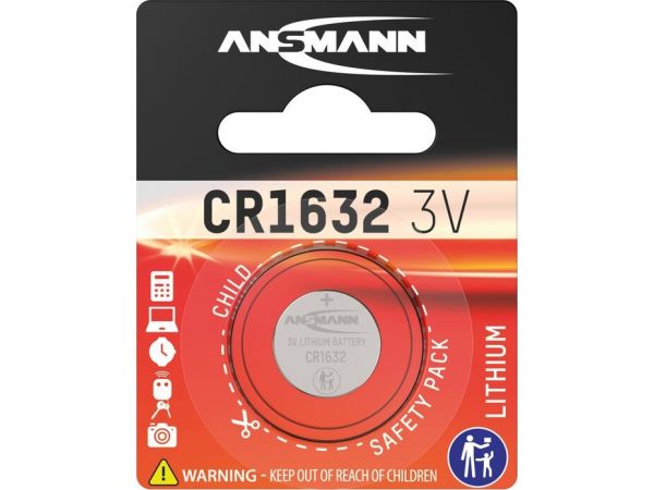Batterie Knopfzelle CR1632 Ansmann, Lithium, 3 V, 120mAh