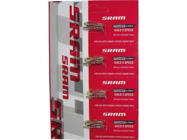 SRAM Kettenverschluss-Glied Power Link 9-fach Ketten, 4er Packung, gold für PC951,971,991,991 XS, 991HP