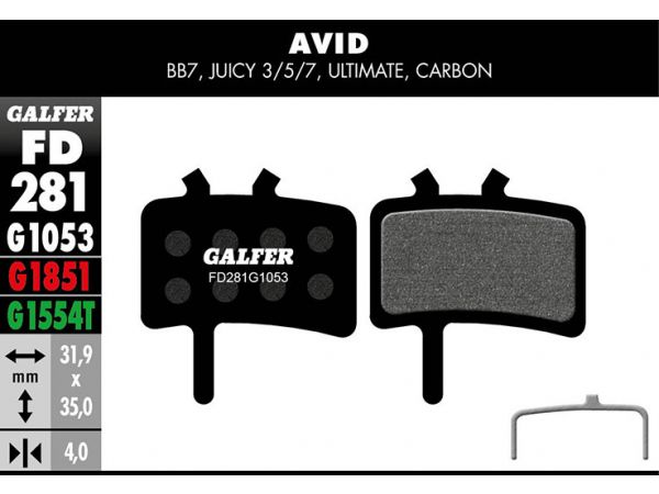 Galfer Bremsbelag Standard, AVID/ PROMAX BB7, Juicy 3/5/7/Ultimate/Carbon, DSK-
