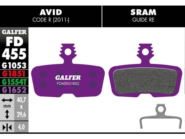 Galfer E-Bike Bremsbelag AVID Code R 2011, RSC, Guide RE