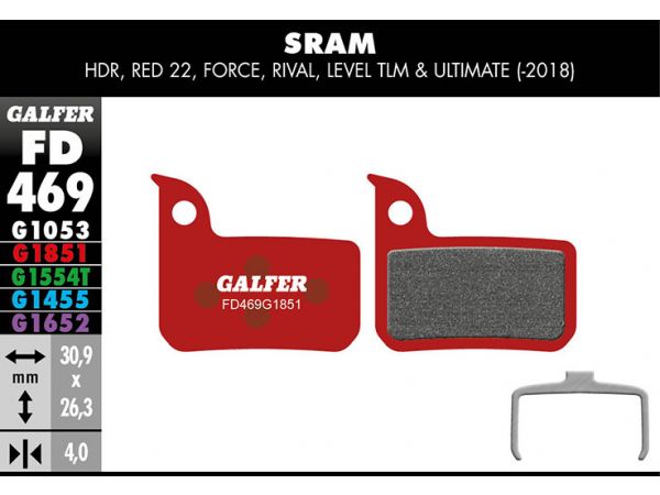 Galfer Bremsbelag Advanced, SRAM – HRD, Red 22, Force, Rival, Level TLM & Ultim.