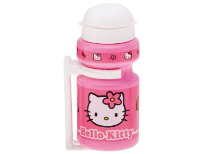 Bike Fashion Trinkflasche Hello Kitty 300ml, pink/weiß mit Motiv, mit Halter  