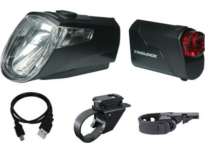 LED-Akku-Leuchten Set Trelock I-go Eco, LS 360/ 720 schwarz mit Halter, 25 Lux