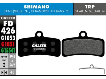 Galfer Bremsbelag Standard, SHIMANO 4-Kolben: Saint, Zee, XTR, XT, SLX, Deore