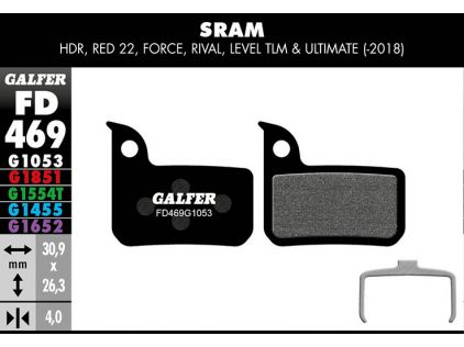 Galfer Bremsbelag Standard, SRAM - HRD, Red 22, Force, Rival, Level TLM & Ultima