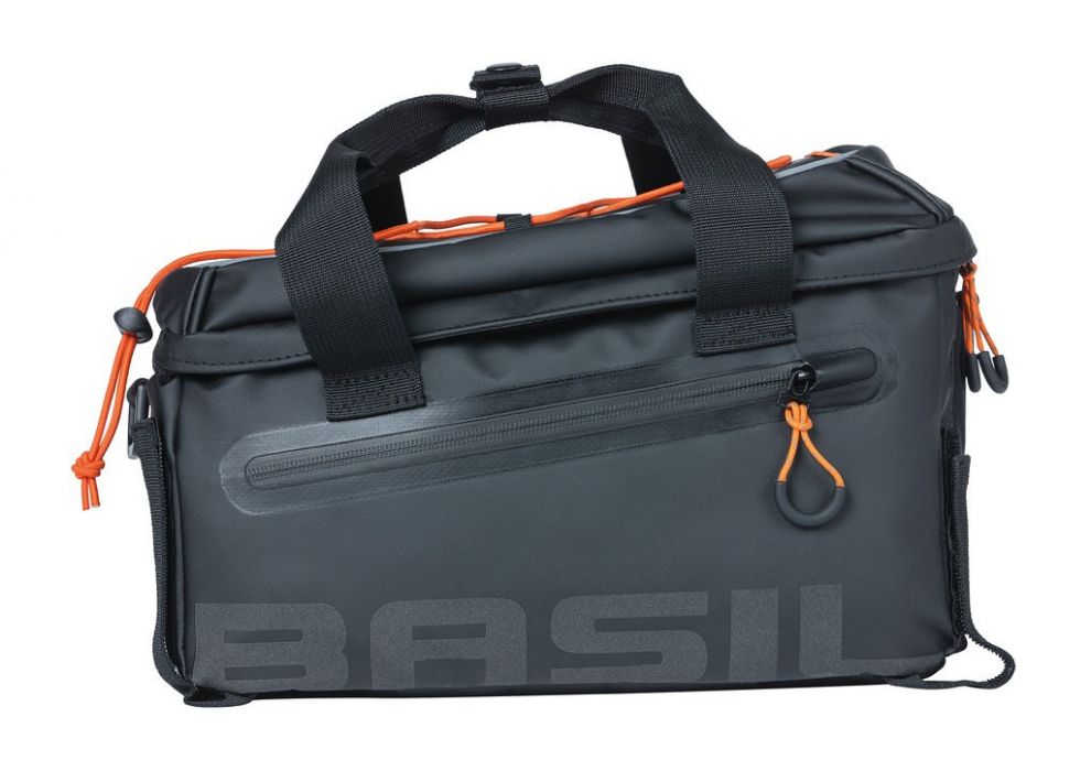 Basil Gepäckträgertasche Miles Tarpaulin schwarz/orange, 32x20x20,5cm, 7ltr